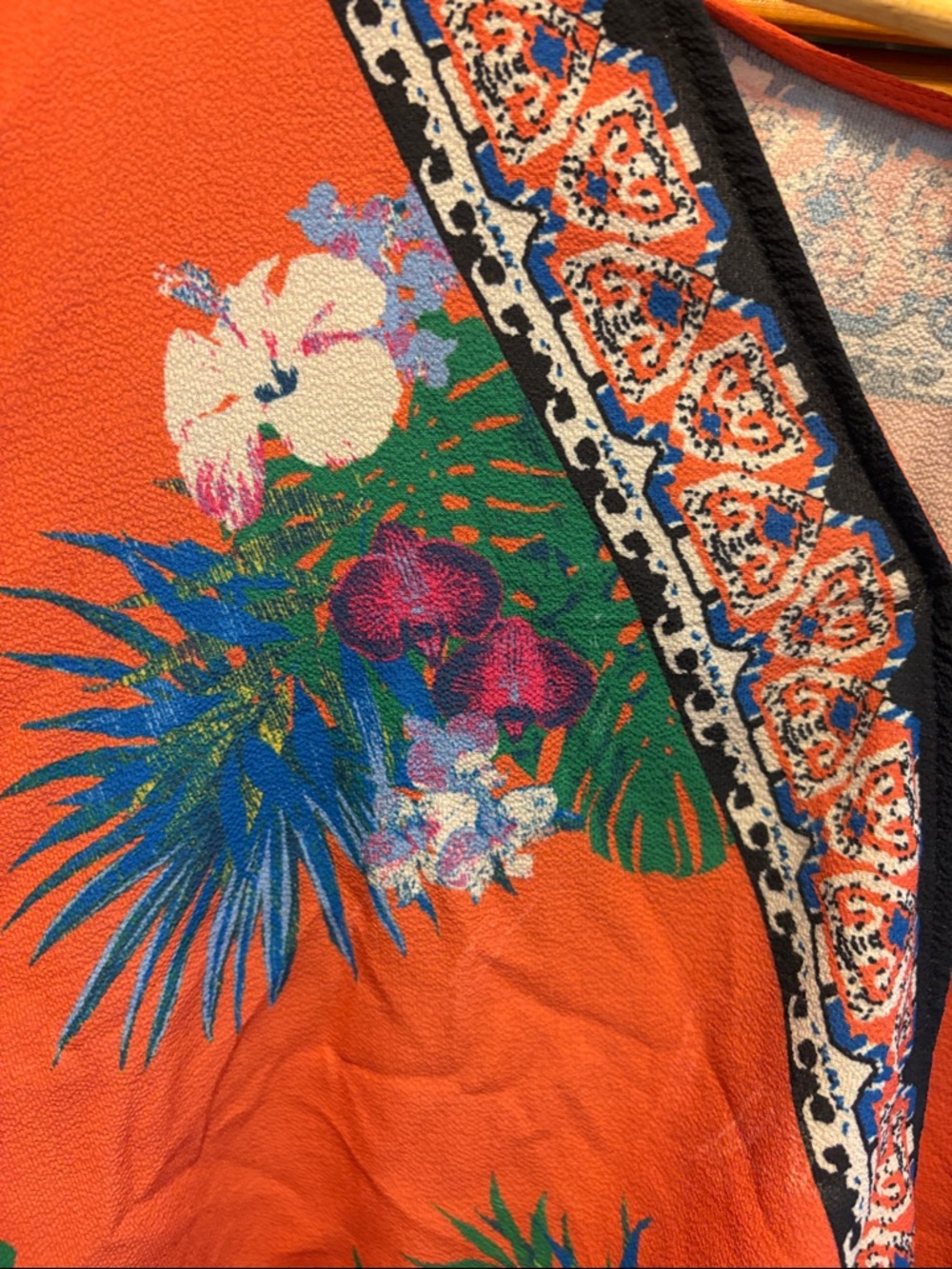Flying Tomato surplice snap front Vibrant Coral Floral Wrap Top - Picture 4 of 7